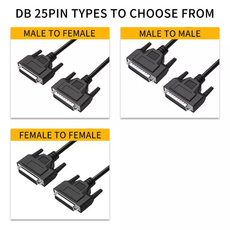 女性へのDb25の平行通信ケーブルの男性へのDサブ25ピン コネクタDb25