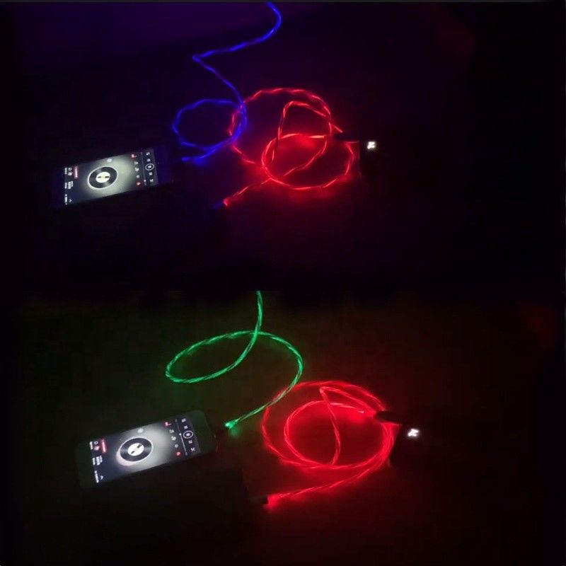 速い充満は1つのタイプC 3A LED多彩な充満USBケーブル電光点滅ケーブルに付き3つをケーブルで通信する