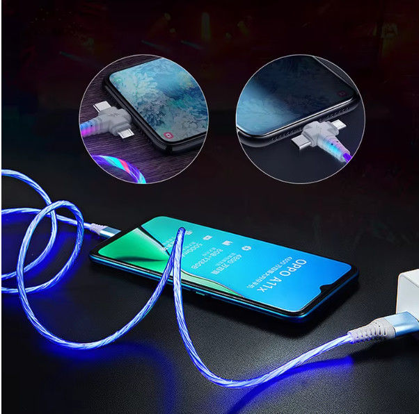3in1 フロー 照明USBケーブル サムスン 3in1 2in1 LED マイクロUSBタイプC 8Pin充電器 ワイヤー iPhone ハワイ Xiaomi