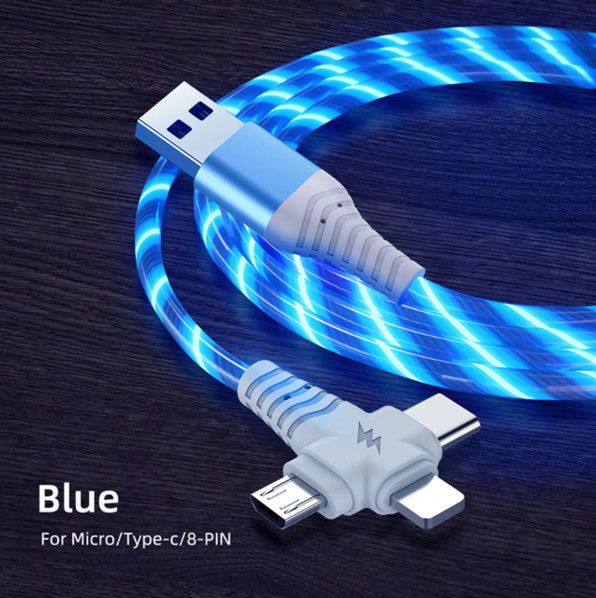 3in1 フロー 照明USBケーブル サムスン 3in1 2in1 LED マイクロUSBタイプC 8Pin充電器 ワイヤー iPhone ハワイ Xiaomi