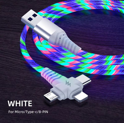 3in1 フロー 照明USBケーブル サムスン 3in1 2in1 LED マイクロUSBタイプC 8Pin充電器 ワイヤー iPhone ハワイ Xiaomi
